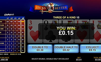 Jacks or Better სლოტის გაორმაგების ფუნქცია